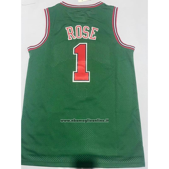 Maglia Chicago Bulls Derrick Rose #1 Mitchell & Ness 2008-09 Verde2